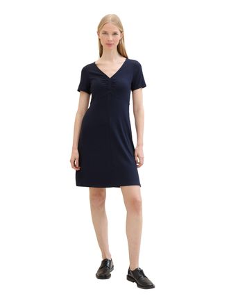 Tom Tailor Minikleid TOM TAILOR, Damen, Gr. 34, N-Gr, blau (sky captain blau), Jersey, Obermaterial: 95% Viskose, 5% Elasthan, bedruckt, unifarben, figurbetont k