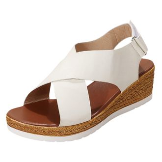 Generic Cocila Platform Sandals Roman Summer Heel Mouth Casual Lady Women Slippers White, 4.5 Soft Sole For Heeled Tan Ladies Shoes Size 6 Open Toe Heels Blac