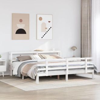 vidaXL Vidaxl - Estructura De Cama Con Cabecero Sin Colch&oacute;n Blanco 180x200 Cm