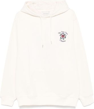 Drôle de Monsieur logo embroidered hoodie - men - Cotton - S - Neutrals