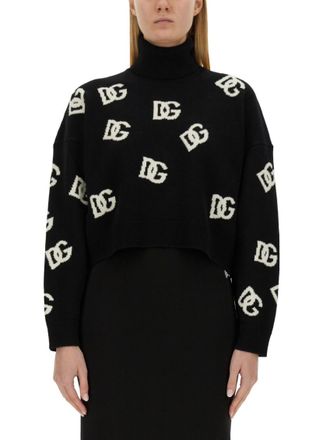Dolce & Gabbana Black Logo Turtle Neck Sweater