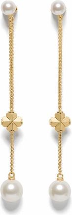 Kate Spade New York spade flower & faux pearl chain linear earrings in Gold at Nordstrom