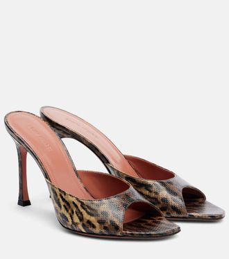 Amina Muaddi Alexa leopard-print leather mules