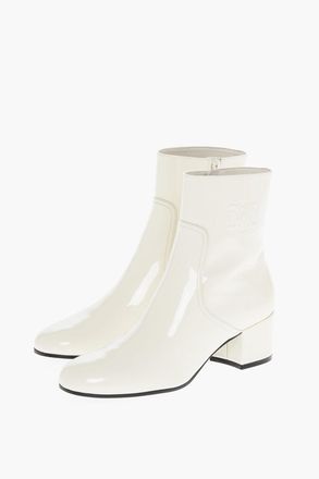 Celine Stivaletti in Vernice TRIOMPHE con Logo Goffrato 5cm Celine