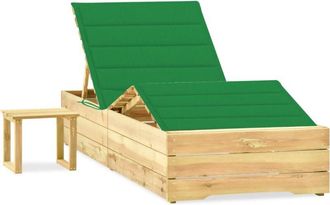vidaXL Tumbona De Jard&iacute;n Con Mesa Y Coj&iacute;n De Madera De Pino Impregnada Vidaxl