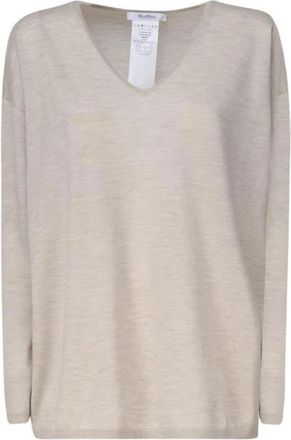 Max Mara Luxe Cashmere V-Neck Jumper - Dames - Cashmere truien - Beige - M - Kasjmier - Truien & Vesten
