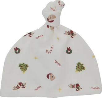 Nan&aacute;n Unisex Hat With Cuff And Patch, White Cotton
