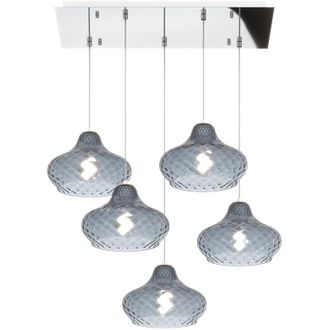 Top-Light Top-light - Lampadario Tondo Contemporaneo Dress Metallo Cromo Vetro Blu 5 Luci E27