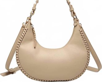 Jen & Co. Womens Aria Whipstitch Crescent Shoulder Bag In Light Taupe