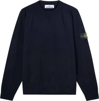 Stone Island Trui van scheerwolmix - Heren - Ronde hals truien - Blauw - XL - Wol - Truien & Vesten