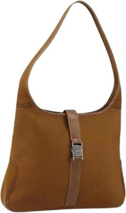 Ferragamo Pre-owned Nylon Schoudertas - Dames - Vintage Schoudertas - Bruin - ONE Size - Nylon - Vintage