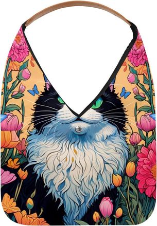 Generic Color Drawing Cat Reusable Lightweight Grocery Bags - Foldable Into Compact Pouch, Washable & Sturdy, Multipurpose for Shopping and Travel