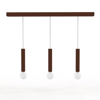 Lumicom Puro Sospensione Binario, 3x E27, Max 42w, Metallo, Marrone Corten, D.4cm H.40cm - Lumicom