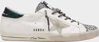 Golden Goose Superstar Mixed Leather Script Low-Top Sneakers