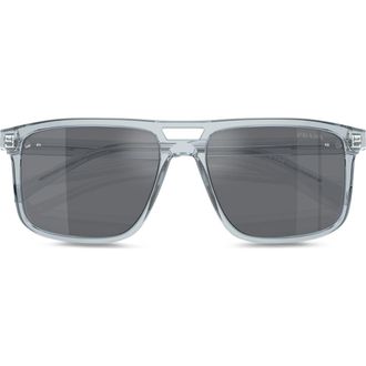 Prada 58mm Rectangular Sunglasses in Grey at Nordstrom