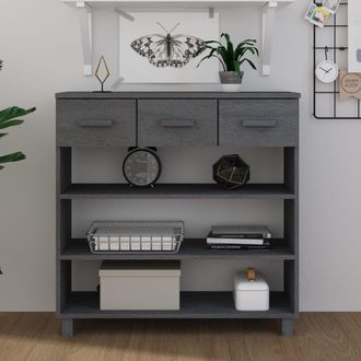 vidaXL Mesa Consola Madera Maciza De Pino Gris Oscuro 90x35x90 Cm Vidaxl