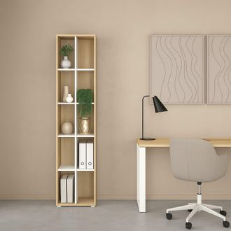 Dmora Dmora - Libreria Sophie, Scaffale Da Ufficio, Mobile Portalibri, Biblioteca, 41x34 H205 Cm, Rovere E Bianco