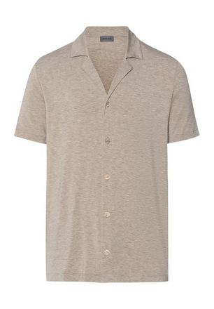 Hanro Casuals Notch Collar Button Front Shirt in Hazelnut Melange at Nordstrom, Size Xx-Large