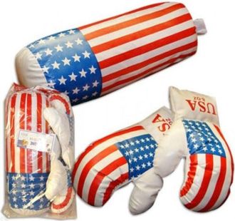 Trade Shop Kit De Guantes De Boxeo Para Ni&ntilde;os Entrenamiento De Boxeo Con Saco Dise&ntilde;o Bandera Americana