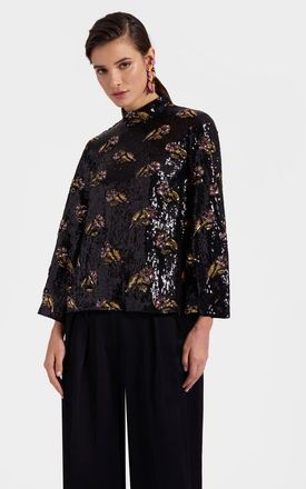 La DoubleJ Make An Exit Top in Mayfair Paillettes Black at Nordstrom, Size Medium L