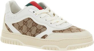 Gucci Womens Low Top Sneakers With Web Detail Beige Leather Trainers