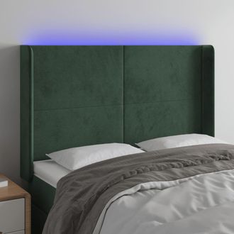 vidaXL Cabecero Con Led De Terciopelo Verde Oscuro 147x16x118/128 Cm Vidaxl
