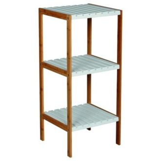 MSV Estante De 3 Niveles Bamb&uacute; Y Mdf Bamb&uacute; Y Blanco Msv
