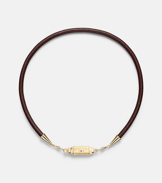 Marie Lichtenberg 18kt gold and leather necklace with sapphires