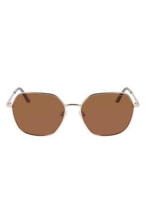 Cole Haan 58mm Full Rim Metal Square Polarized Sunglasses in Gold at Nordstrom Rack