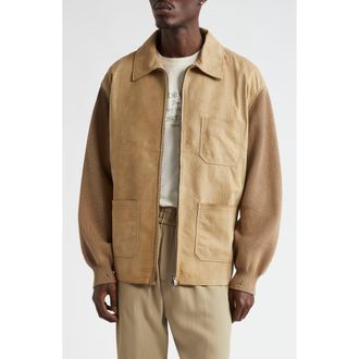 Golden Goose Journey Mixed Media Full Zip Jacket in Travertine at Nordstrom, Size 42 Us