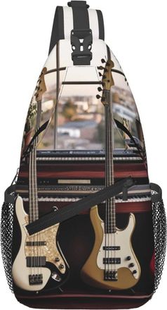 Generic Guitar Bass Music Musical Instruments Shoulder Bag Trendy Crossbody Bag Breathable Fanny Pack For Casual Outdoors Runner