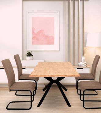 Home Heavenly Pack de 4 sillas de comedor de tela marr&oacute;n con estructura met&aacute;lica