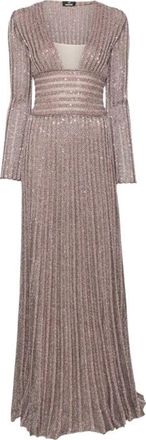 Missoni Maxi jurk met lange mouwen en diepe halslijn - Dames - Avondkleed - Roze - XS - Polyester - Kleedjes