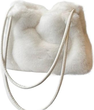 Generic Womens Plush Bags Plush Bag Womens Versatile Crossbody Edition Single Casual Shoulder Tote(White)