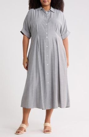 Max Studio Elbow Sleeve Maxi Shirtdress in Black/Off White at Nordstrom Rack, Size 3 X