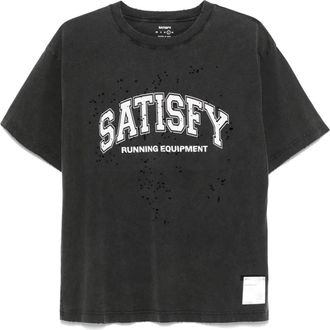 SATISFY T-shirt effetto vissuto con stampa logo - Nero