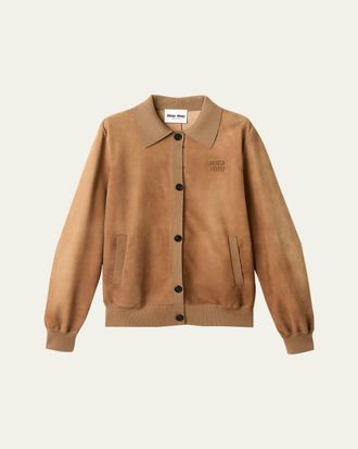 Miu Miu Collared Suede Single-Breasted Jacket