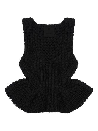 Givenchy Grofgebreide peplum top - Zwart