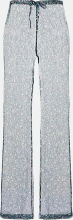 Dries Van Noten Printed sheer silk wide-leg pants