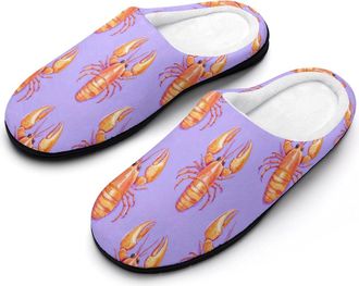 Generic Lobster Pattern Fashion Cotton Slippers for Women Memory Foam House Slippers Non-Slip House Bedroom Shoes