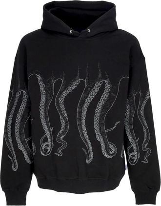 Octopus Zwarte Outline Hoodie Sweatshirt - Heren - Hoodies - Zwart - XL - Katoen - Hoodies & sweatvesten