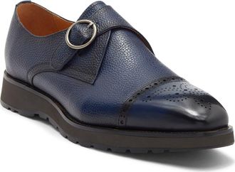 Maison Forte Coventry Hybrid Cap Toe Monk Strap Loafer in Blue at Nordstrom Rack, Size 8