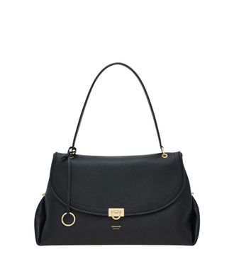 Ferragamo Black Gancini Large Shoulder Bag