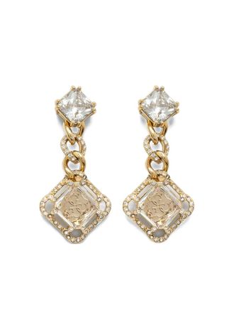 Guess Co square-cut-pendant drop earrings - women - stainless steel - One Size - Gold