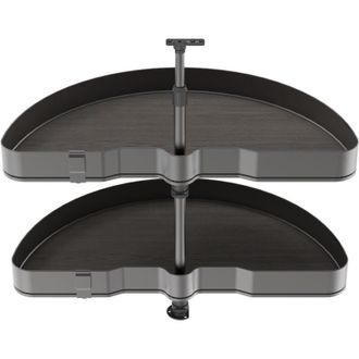 Emuca Emuca Coppia di cestelli girevoli Harmony semicircolare, Modulo larghezza 800mm, Altezza regolabile, Acciaio e Legno, Grigio antracite