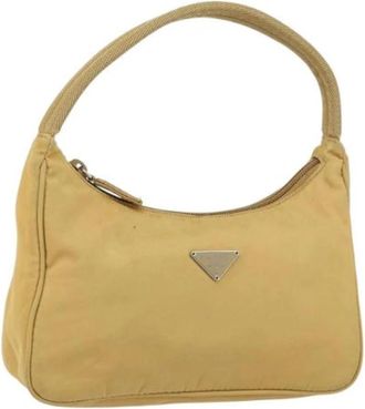 Prada Pre-owned Vintage Nylon Schoudertas - Dames - Vintage Schoudertas - Beige - ONE Size - Nylon - Vintage