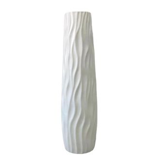 OEM Vaso Decorativo De Pl&aacute;stico - 58 Cm De Altura - Estilo Cer&aacute;mica - Para Flores Artificiales O Secas - Blanco - Unidad