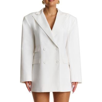Naked Wardrobe Oversize Long Sleeve Blazer in White at Nordstrom Rack, Size Medium