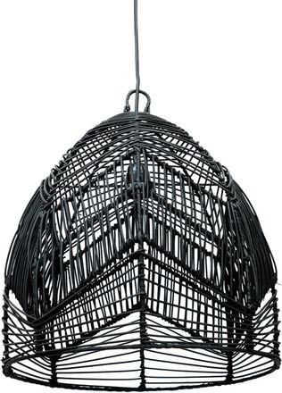 Bazar Bizar L&aacute;mpara colgante de rat&aacute;n en negro 40x40x42 cm