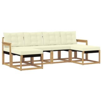 vidaXL Conjunto De Sof&aacute;s De Exterior Con Coj&iacute;n 6 Pcs Blanco Y Crema Vidaxl